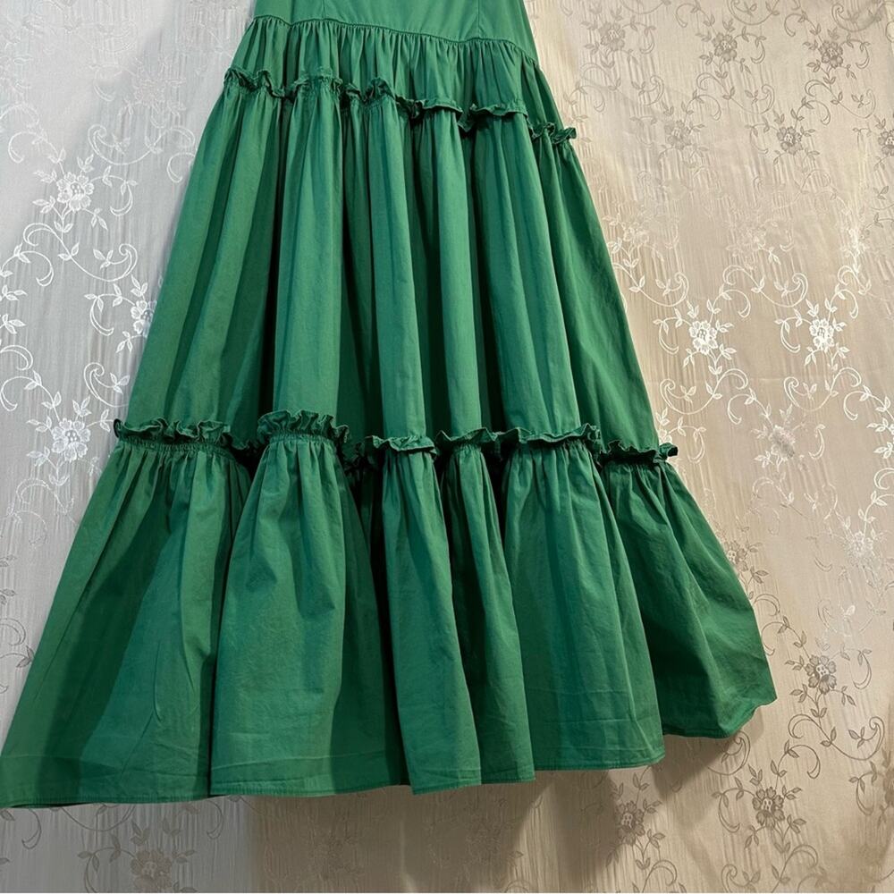 Pinch Green Sleeveless Flowy Ruffle 100% Cotton Maxi Dress Size Small - Picture 2 of 8